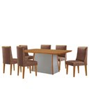 Ver imagem 2 de Mesa de Jantar Diane 180cm Tampo MDF Lam 6 Cadeiras Lisboa Moderna Tork Naturale Off White