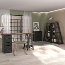 Ver imagem 4 de Conjunto Escritório Home Office 3 Peças Stela A06 Nogal-preto - Mpozenato