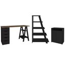 Ver imagem 1 de Conjunto Escritório Home Office 3 Peças Stela A06 Nogal-preto - Mpozenato