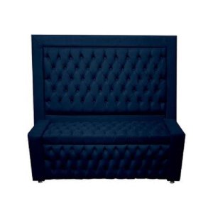 Kit Cabeceira de Cama Box e Calçadeira Baú Retro Capitonê Botão Encapados Queen 160 Cm Suede Azul Ma