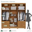 Ver imagem 5 de Guarda-Roupa Casal com Pés e Espelho 6 Portas 4 Gavetas Texas Premium Marrom/Cinamomo