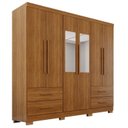 Ver imagem 3 de Guarda-Roupa Casal com Pés e Espelho 6 Portas 4 Gavetas Texas Premium Marrom/Cinamomo