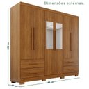 Ver imagem 4 de Guarda-Roupa Casal com Pés e Espelho 6 Portas 4 Gavetas Texas Premium Marrom/Cinamomo