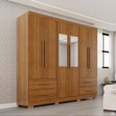 Ver imagem 1 de Guarda-Roupa Casal com Pés e Espelho 6 Portas 4 Gavetas Texas Premium Marrom/Cinamomo