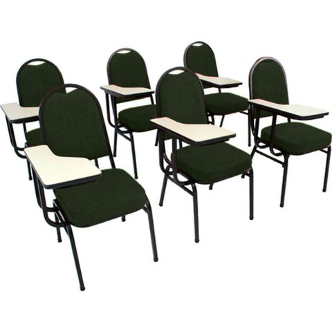 Kit com 6 Cadeiras para Auditórios Linha Hotel Verde