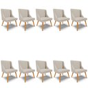 Ver imagem 1 de Kit 10 Cadeiras Estofadas para Sala de Jantar Pés Palito Lia Veludo Prata Luxo - Ibiza
