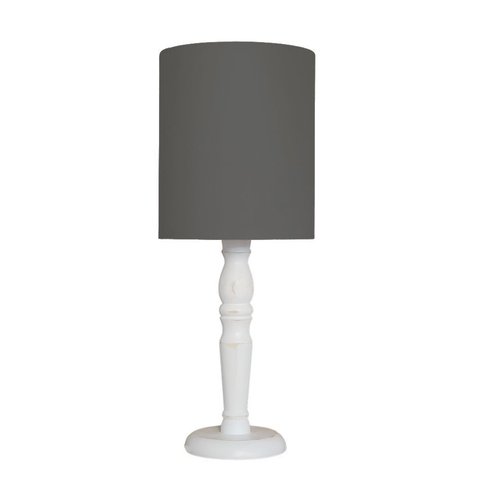 Luminária de Mesa Cúpula Tecido Preto Base Branco Provençal
