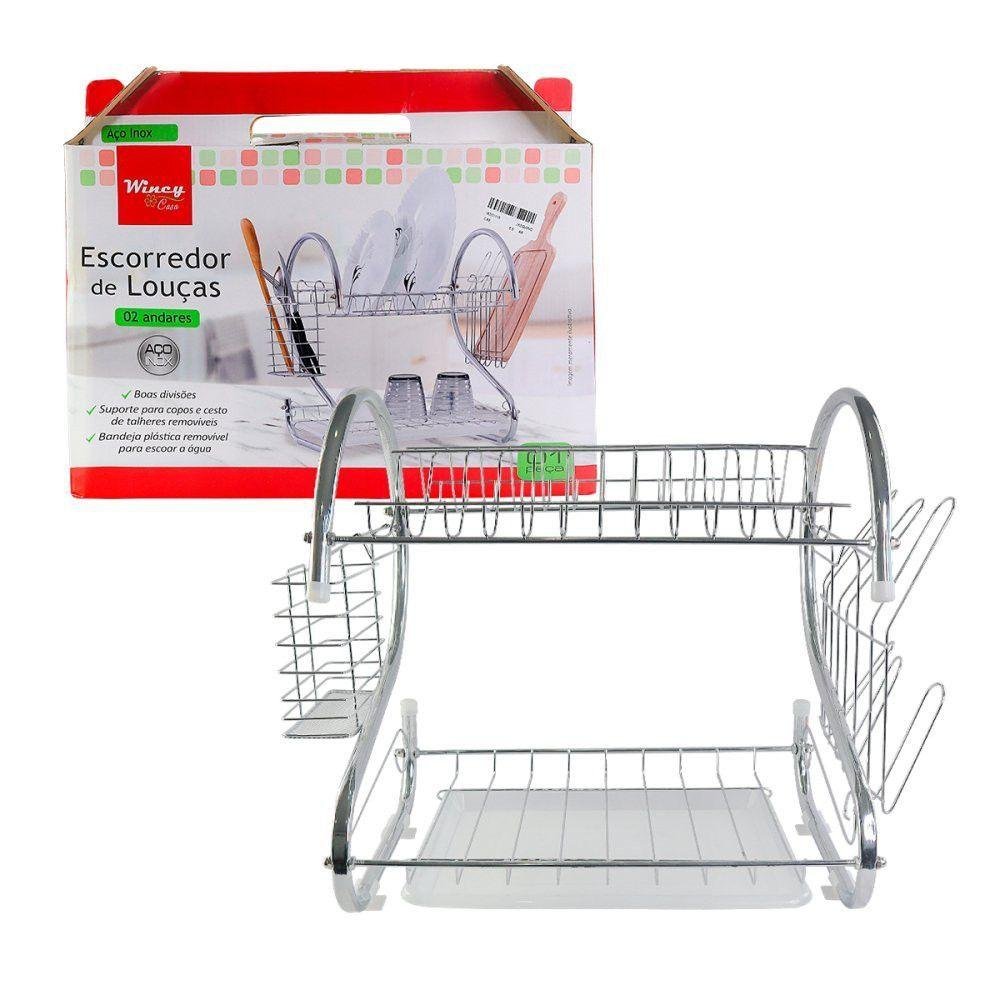 Escorredor de Louças Inox 2 Andares com Bandeja para Água - 2