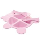 Ver imagem 1 de Conjunto 3 Peças Prato Infantl com Divisórias Colher e Garfo em Bambu Rosa Bear Urso Lyor