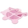 Conjunto 3 Peças Prato Infantl com Divisórias Colher e Garfo em Bambu Rosa Bear Urso Lyor - 1