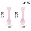 Ver imagem 4 de Conjunto 3 Peças Prato Infantl com Divisórias Colher e Garfo em Bambu Rosa Bear Urso Lyor