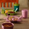 Conjunto 3 Peças Prato Infantl com Divisórias Colher e Garfo em Bambu Rosa Bear Urso Lyor - 7