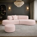 Ver imagem 1 de Sofá e Puff Orgânico Virginia 300cm Sala Boucle: Rose