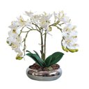 Ver imagem 1 de Arranjo No Vaso Prata Cascata de 4 Flores Orquídeas Brancas