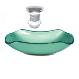 Cuba de Vidro Abaulada 51cm Verde + Valvula Click - 1