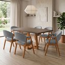 Ver imagem 3 de Mesa de Jantar Julia 1,60 Freijó Pés Cerejeira Madeira Maciça 6 Cadeiras Helen Design - Cinza Veludo
