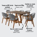 Ver imagem 2 de Mesa de Jantar Julia 1,60 Freijó Pés Cerejeira Madeira Maciça 6 Cadeiras Helen Design - Cinza Veludo