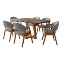 Ver imagem 1 de Mesa de Jantar Julia 1,60 Freijó Pés Cerejeira Madeira Maciça 6 Cadeiras Helen Design - Cinza Veludo