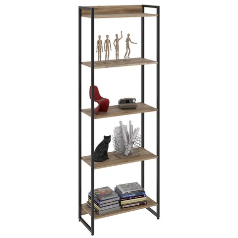 Estante Livreiro Multiuso Dynamica Industrial 60cm 5 Prateleiras C08 Carvalho - Mpozenato