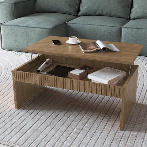 Mesa Centro Articulada para Sala de Estar Brisa Marrom Olmo