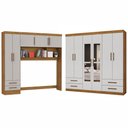 Ver imagem 3 de Guarda-roupa Casal Modulado Eleganza 11 Portas 6 Gavetas com Espelho Cinamomo/off White - Pnr Móveis