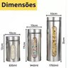 Jogo Potes Vidro para Mantimento Hermético Tampa Inox - 6