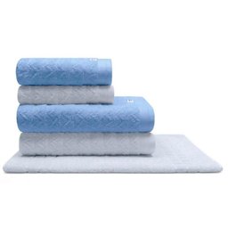Jogo de Toalha Buettner Linea Nobre 100% Algodão Fio Penteado 5 Peças Azul Jeans e Branco - 1