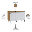 Ver imagem 3 de Balcão Gabinete de Pia Manu 120cm S/ Tampo Cor Amêndoa/branco - Ajl Móveis