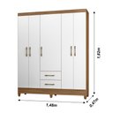 Ver imagem 2 de Guarda Roupa Casal 5 portas 2 gavetas Naturale / Branco Assis - Moval
