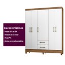 Ver imagem 5 de Guarda Roupa Casal 5 portas 2 gavetas Naturale / Branco Assis - Moval