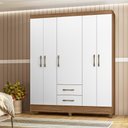 Ver imagem 1 de Guarda Roupa Casal 5 portas 2 gavetas Naturale / Branco Assis - Moval