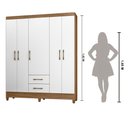 Ver imagem 3 de Guarda Roupa Casal 5 portas 2 gavetas Naturale / Branco Assis - Moval