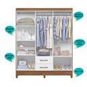 Ver imagem 4 de Guarda Roupa Casal 5 portas 2 gavetas Naturale / Branco Assis - Moval