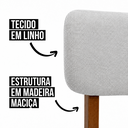 Ver imagem 3 de Kit 2 Cadeiras de Jantar Madeira Estofada Encosto Curvo em Linho:Linho Cinza Claro