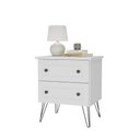 Ver imagem 2 de Mesa de Cabeceira Industrial 54cm 2 Gavetas e Pés 100% Mdf Cor:branco