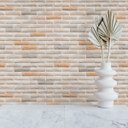 Ver imagem 2 de Papel de Parede Adesivo Tijolo em Tons Bege e Laranja 5m