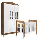 Ver imagem 1 de Berço Americano Lila e Guarda Roupa Infantil Ariel 3 Portas Branco Acetinado Amadeirado - Carolina
