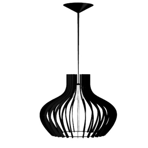 Luminária Teto tipo Pendente DECANTER MDF Completa -:Preta