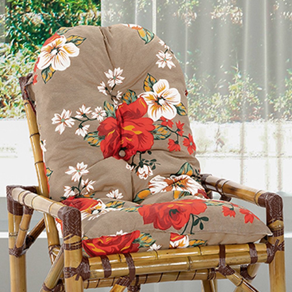 Kit 2 Cadeiras de Bambu + Mesa de Centro Área Interna e Externa Cor Floral T2 - 3