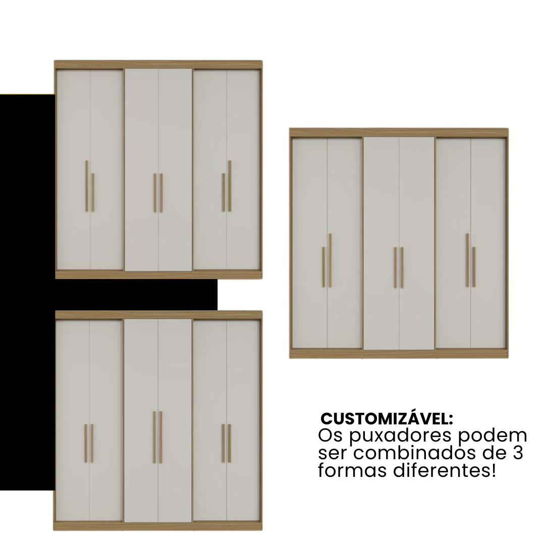 Guarda Roupa Casal 6 Portas Ph1804 Herval Off White/nogueira - 2