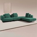 Ver imagem 1 de Sofá Modulado Sala de Estar Carmen 652cm Pés de Ferro Linho Rústico Azul Aquamarine G92 - Gran Belo