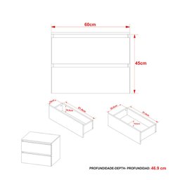 Gabinete para Banheiro com 2 Gavetas - Amêndoa/Branco - 6