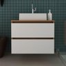 Gabinete para Banheiro com 2 Gavetas - Amêndoa/Branco - 1