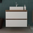 Ver imagem 1 de Gabinete para Banheiro com 2 Gavetas - Amêndoa/Branco