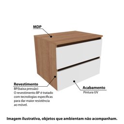 Gabinete para Banheiro com 2 Gavetas - Amêndoa/Branco - 2