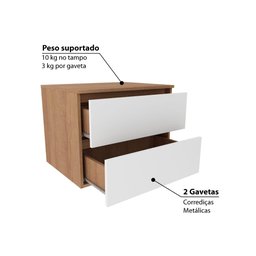 Gabinete para Banheiro com 2 Gavetas - Amêndoa/Branco - 3