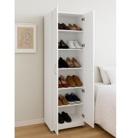 Armário Sapateira Multiuso 2 Portas Dm-579 Cor:branco