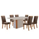 Ver imagem 1 de Mesa de Jantar Isadora 180cm Tampo MDF e Vidro Canto Copo com 6 Cadeiras Lira Moderna Mobília
