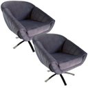 Ver imagem 1 de Kit Duas Poltrona Giovana Base Giratória Cromado em Sued Premium:cinza