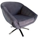 Ver imagem 3 de Kit Duas Poltrona Giovana Base Giratória Cromado em Sued Premium:cinza